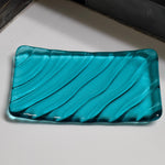 Glass Soap Dish with Wave Design - Various Colors