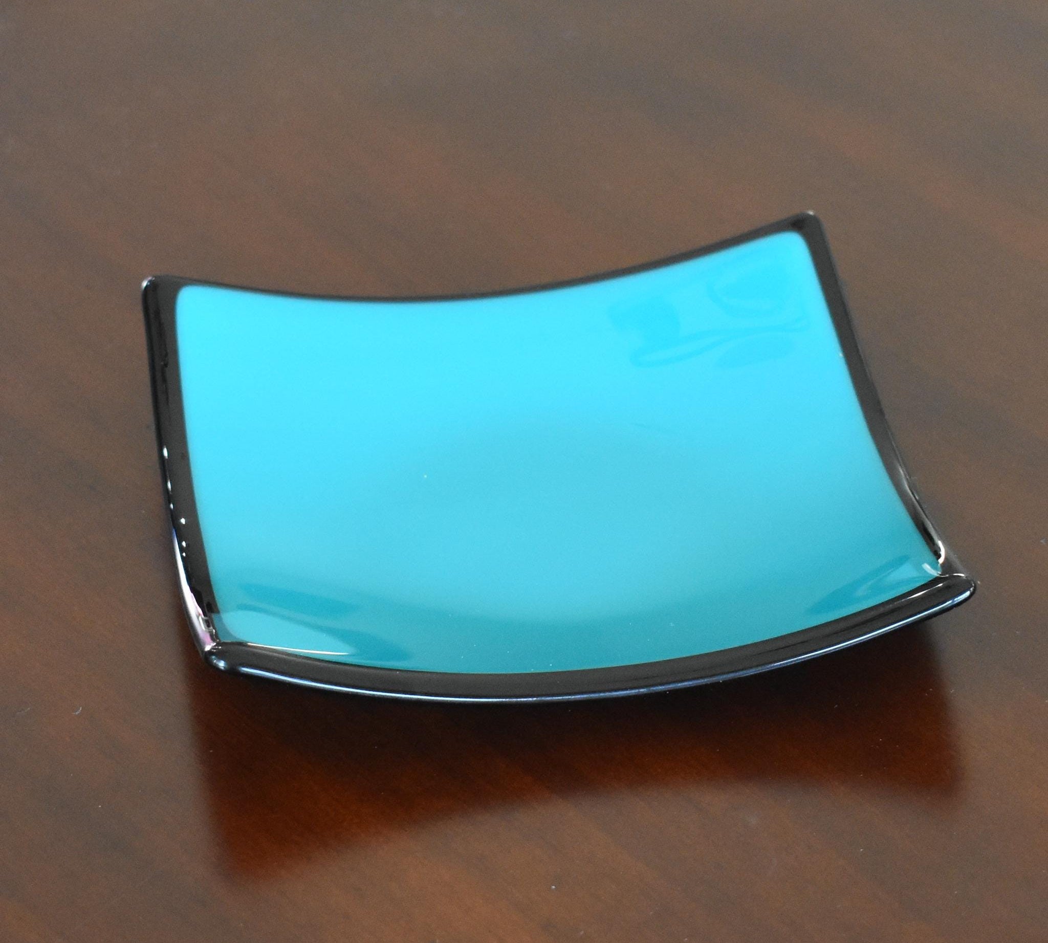 Peacock Green Glass Catchall Dish