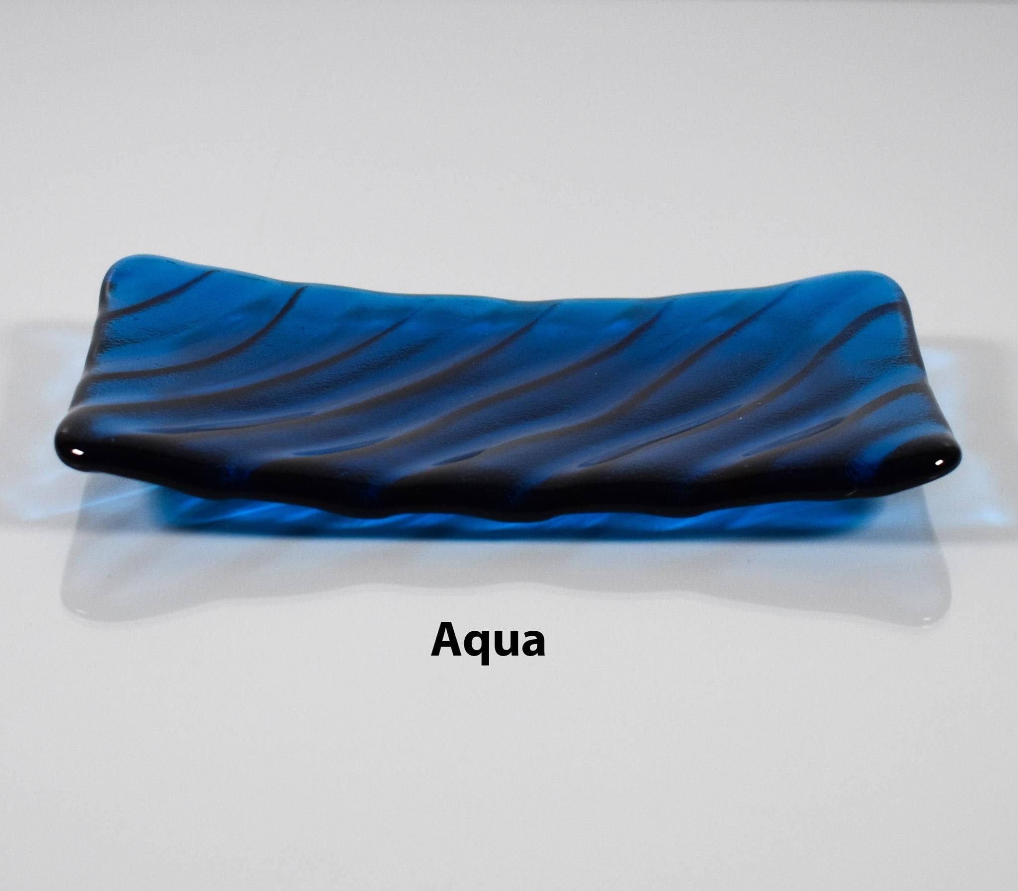 Glass Soap Dish with Wave Design - Various Colors