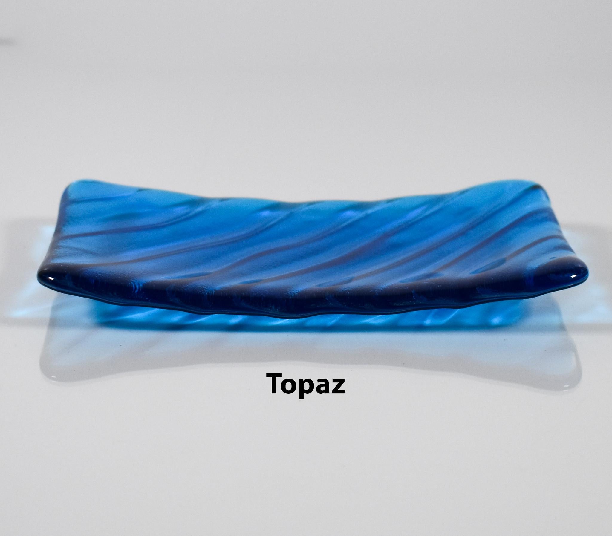 Glass Soap Dish with Wave Design - Various Colors