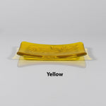 Glass Soap Dish with Olive Branch Design - Various Colors