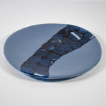 Handcrafted Fused Glass Plate in Payne's Gray and Sparkling Blue - Versatile Home Decor Piece