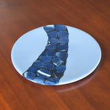 Handcrafted Fused Glass Plate in Payne's Gray and Sparkling Blue - Versatile Home Decor Piece