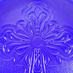 Elegant Dark Blue Glass Platter with Intricate Cross Detail - 10"