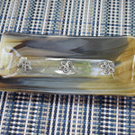 Tan and Gold Streaky Glass Tray with Glass Murrini - Trinket Tray - 10 inch