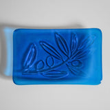 Glass Soap Dish with Olive Branch Design - Various Colors