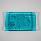 Glass Soap Dish with Olive Branch Design in Various Colors