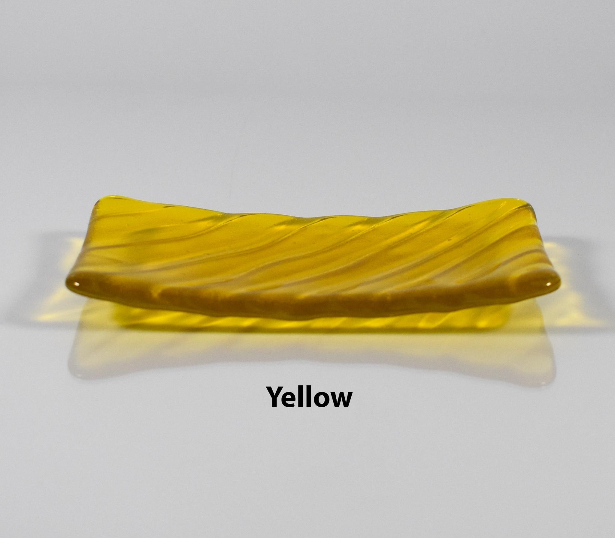 Glass Soap Dish with Wave Design - Various Colors