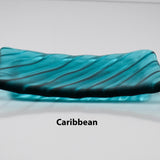 Glass Soap Dish with Wave Design - Various Colors