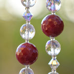 Cranberry Pink & Red Jade Beaded Sun Chime - Fused Glass Patio and Garden Decor