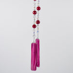 Cranberry Pink & Red Jade Beaded Sun Chime - Fused Glass Patio and Garden Decor