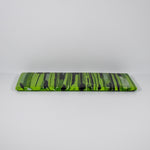 Modern Glass Cheese Board - Handcrafted Navy Blue and Lime Green Tray - 13x5 - Unique Gift Idea