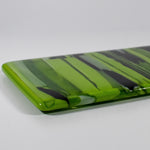 Modern Glass Cheese Board - Handcrafted Navy Blue and Lime Green Tray - 13x5 - Unique Gift Idea