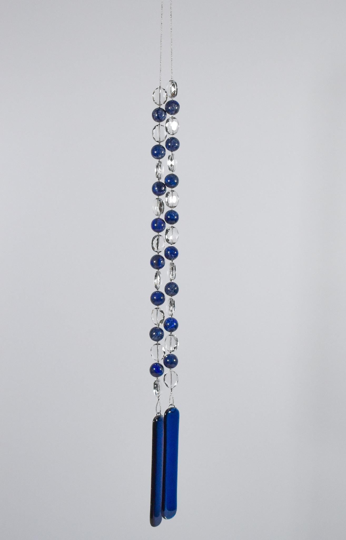 Blue Lapis Lazuli and Glass Sun Chime - Sparkling Outdoor Decor for Garden