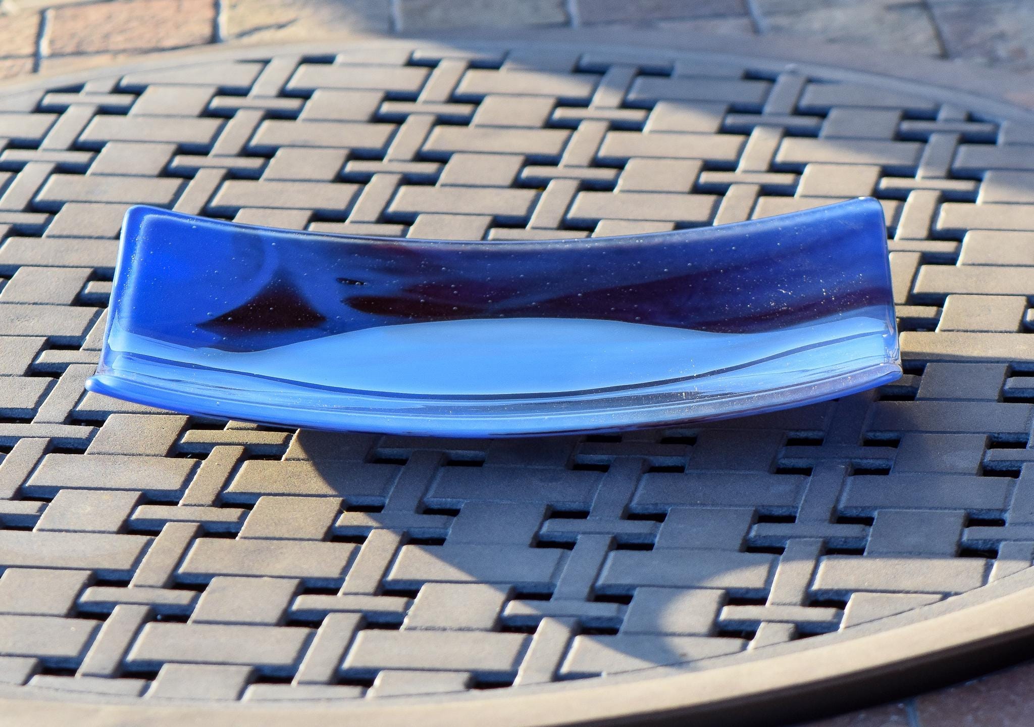 Vibrant Blue and Plum Purple Serving Tray for Cheese or Dessert