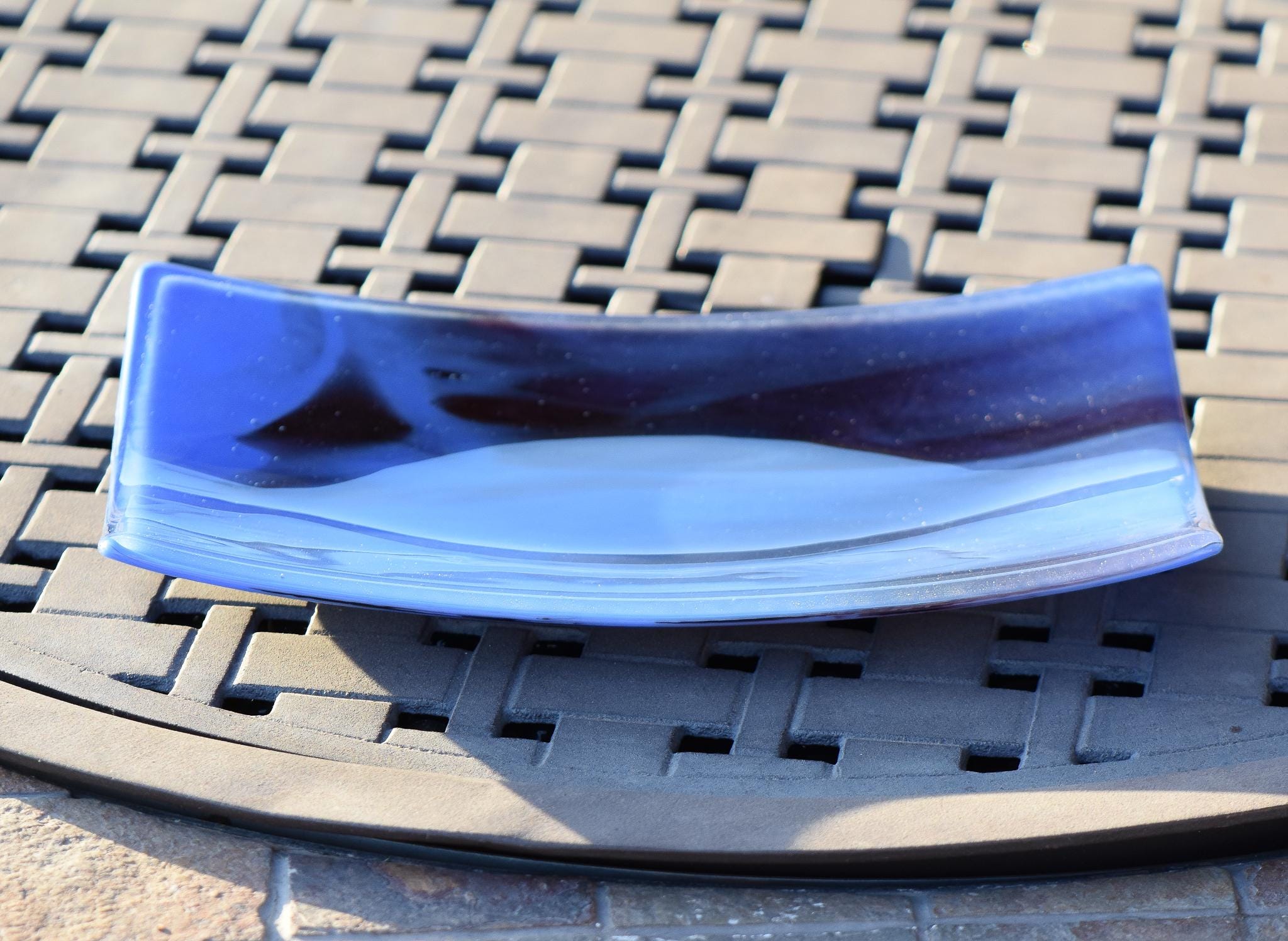 Vibrant Blue and Plum Purple Serving Tray for Cheese or Dessert