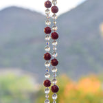 Cranberry Pink & Red Jade Beaded Sun Chime - Fused Glass Patio and Garden Decor