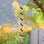 Cranberry Pink & Red Jade Beaded Sun Chime - Fused Glass Patio and Garden Decor