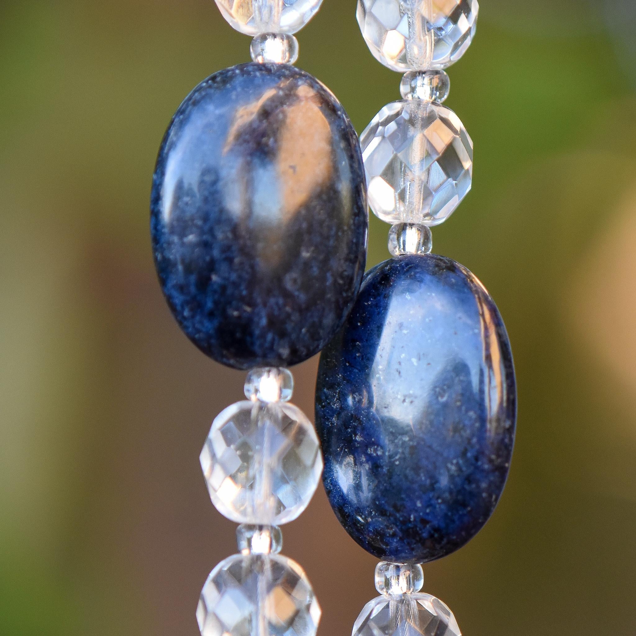 Blue Dumortierite Stone and Glass Sun Chime - Invite Magic into your Garden