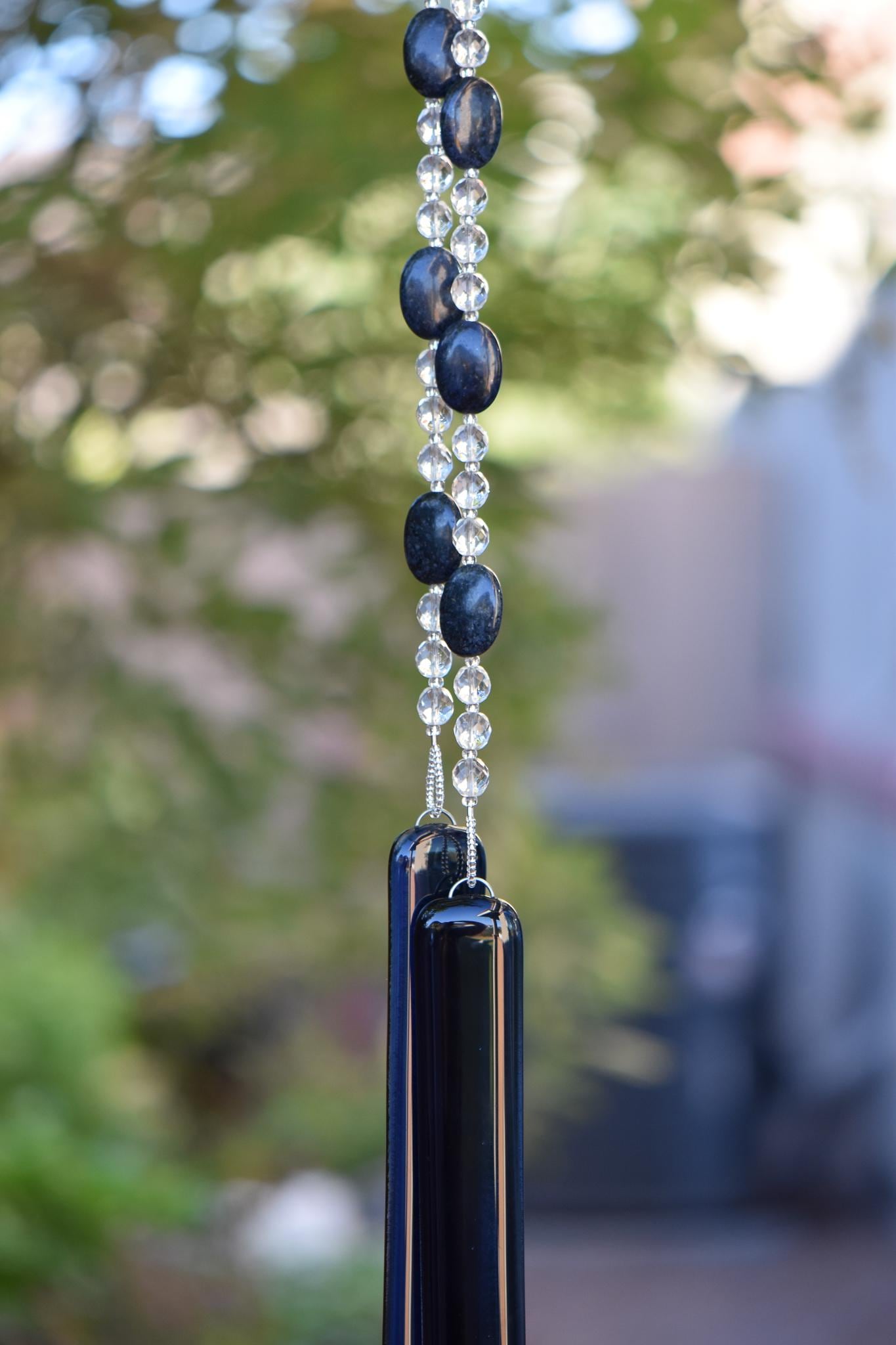 Blue Dumortierite Stone and Glass Sun Chime - Invite Magic into your Garden