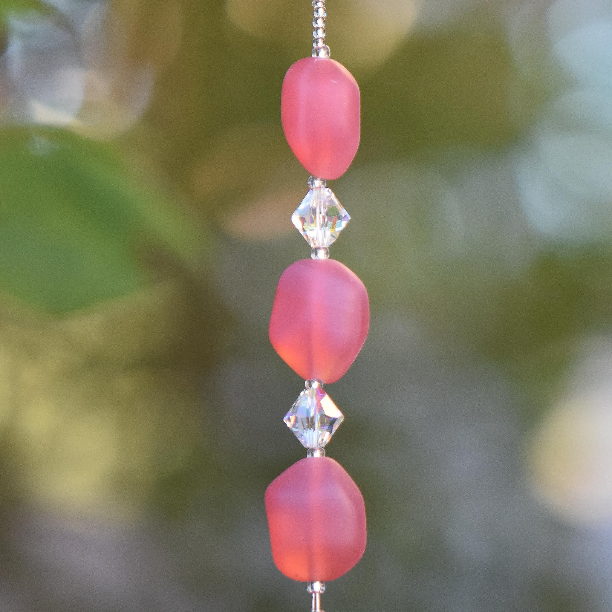 Small Pink Sun Catcher with Sparkling Crystals - Ideal for Any Space