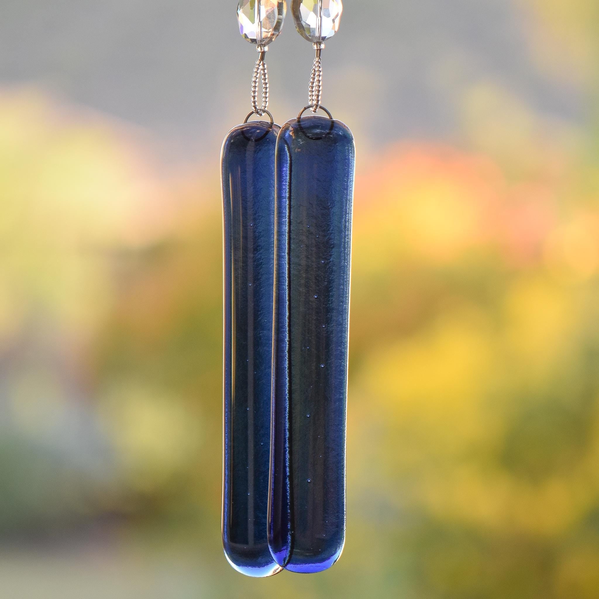 Blue Lapis Lazuli and Glass Sun Chime - Sparkling Outdoor Decor for Garden