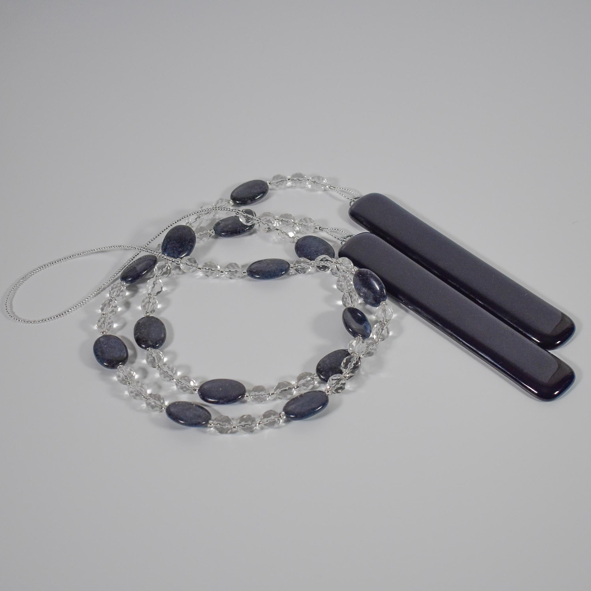 Blue Dumortierite Stone and Glass Sun Chime - Invite Magic into your Garden