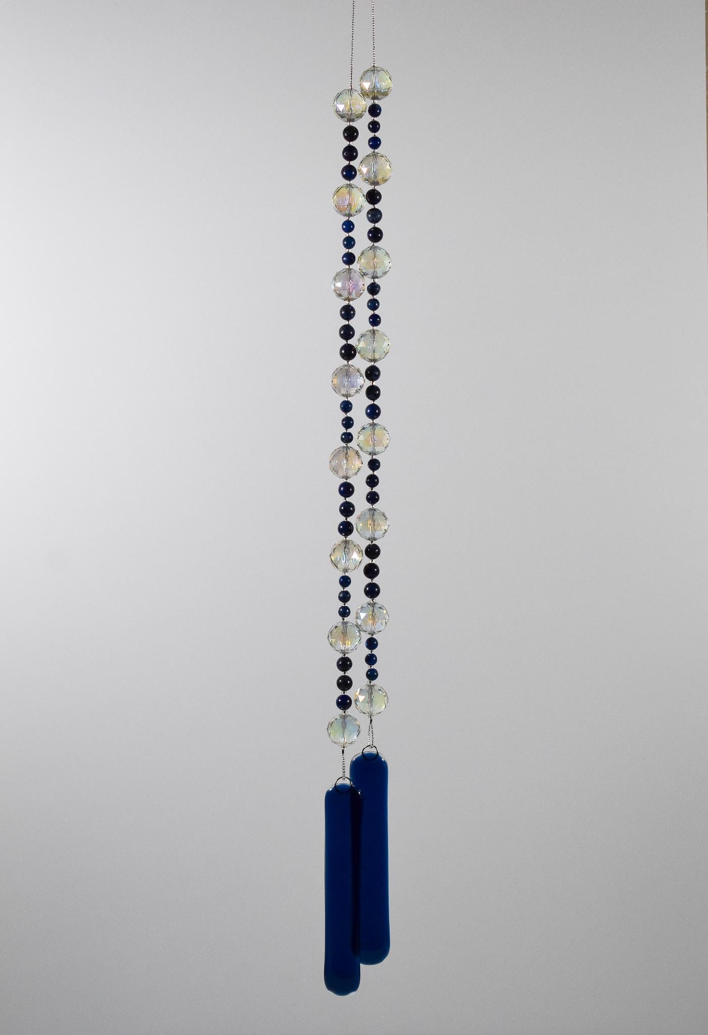 Lapis Lazuli Stone and Glass Sun Chime - Patio and Garden Decor