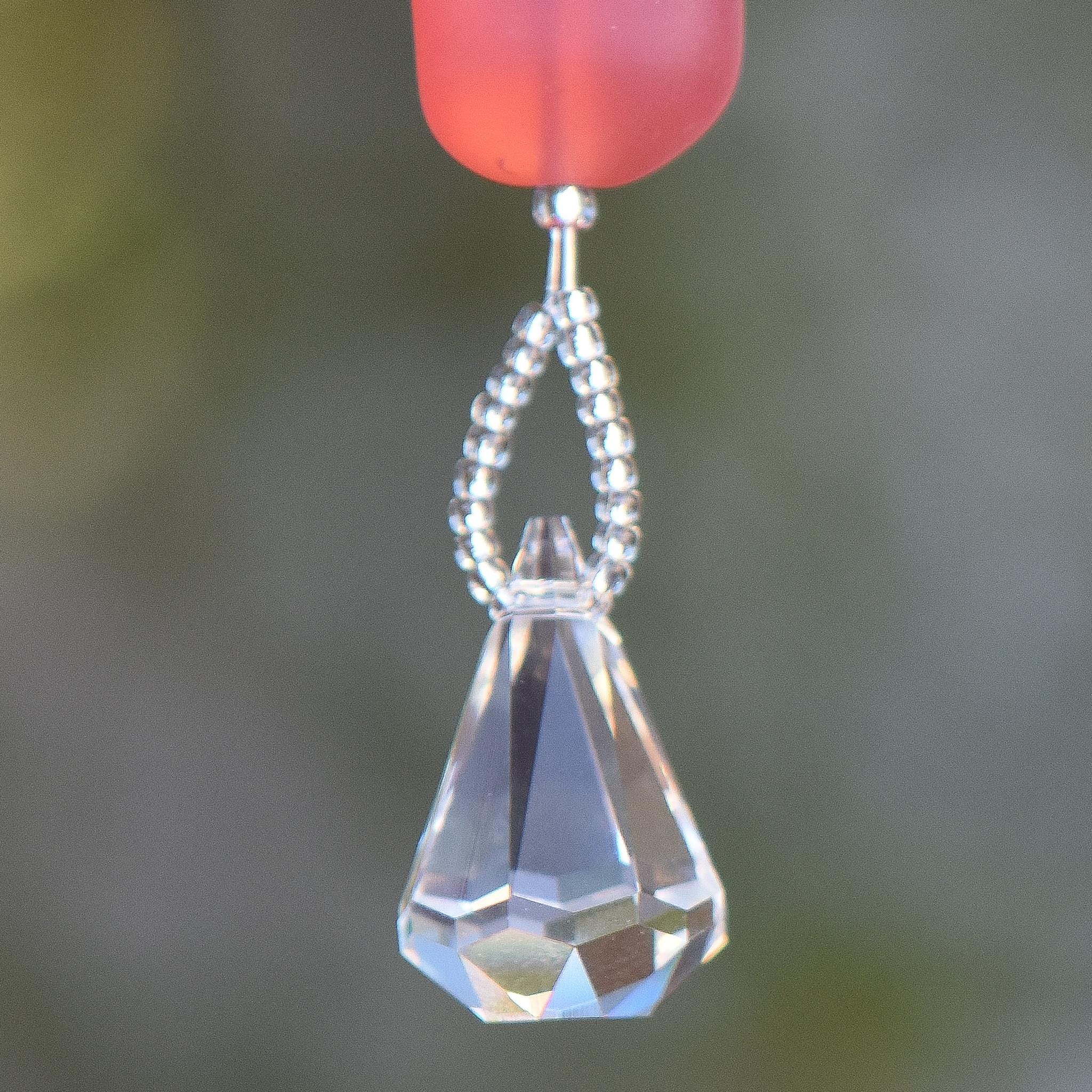 Small Pink Sun Catcher with Sparkling Crystals - Ideal for Any Space