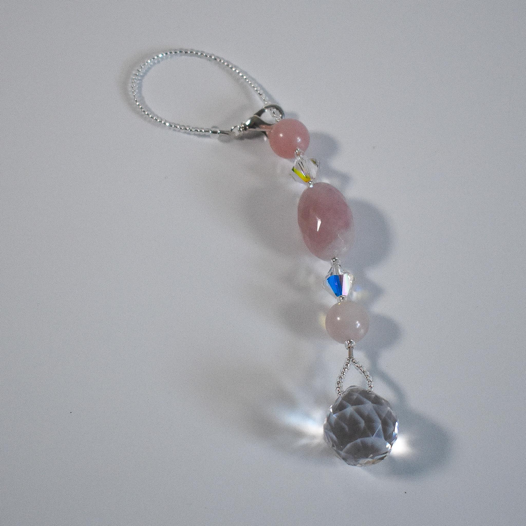 Small Versatile Rose Quartz Sun Catcher with Crystal Prism