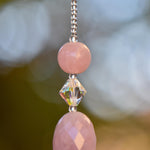 Small Versatile Rose Quartz Sun Catcher with Crystal Prism