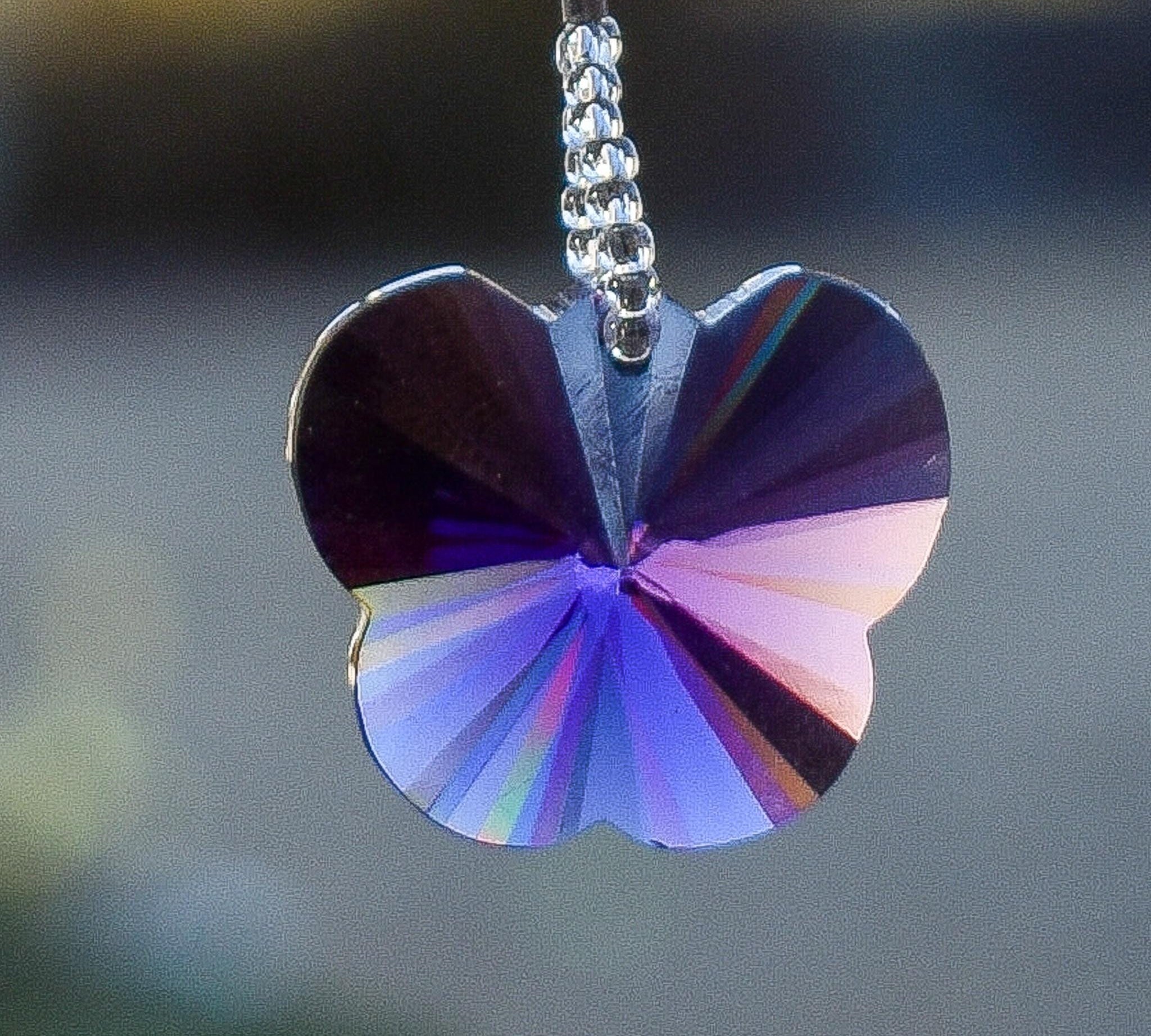 Small Purple Sun Catcher with Crystal Butterfly, Hanging Window or Garden Decor, Gift for Her