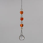 Small Glass Sun Catcher with Little Orange Hearts - Brighten Someone's Day with this Small Gift