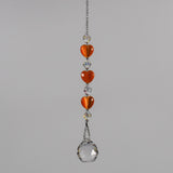 Small Glass Sun Catcher with Little Orange Hearts - Brighten Someone's Day with this Small Gift