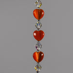 Small Glass Sun Catcher with Little Orange Hearts - Brighten Someone's Day with this Small Gift