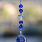 Cobalt Blue Murano Glass Sun Catcher with Iridescent Cross for Mother's Day or Any Day - Christian Spiritual Gift