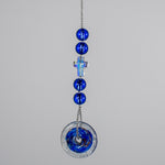 Cobalt Blue Murano Glass Sun Catcher with Iridescent Cross for Mother's Day or Any Day - Christian Spiritual Gift