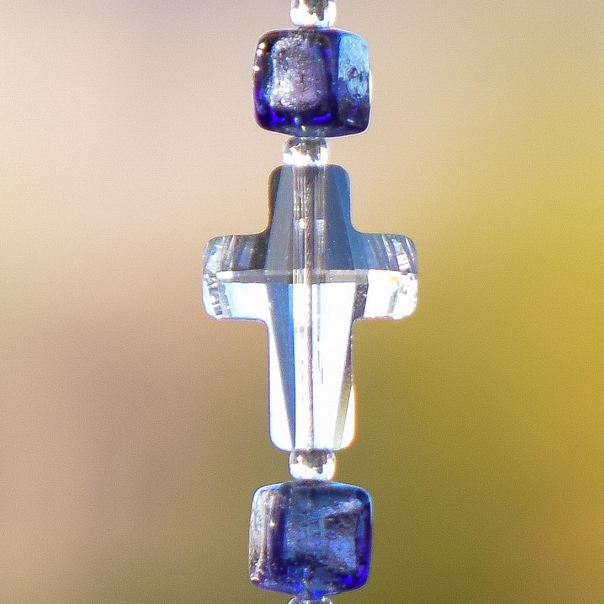 Versatile Purple Sun Catcher with Murano Glass and Crystal Cross – Car Charm, Home & Garden Décor - Christian Spiritual Gift