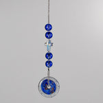 Cobalt Blue Murano Glass Sun Catcher with Iridescent Cross for Mother's Day or Any Day - Christian Spiritual Gift