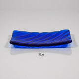 Glass Soap Dish with Wave Design - Various Colors