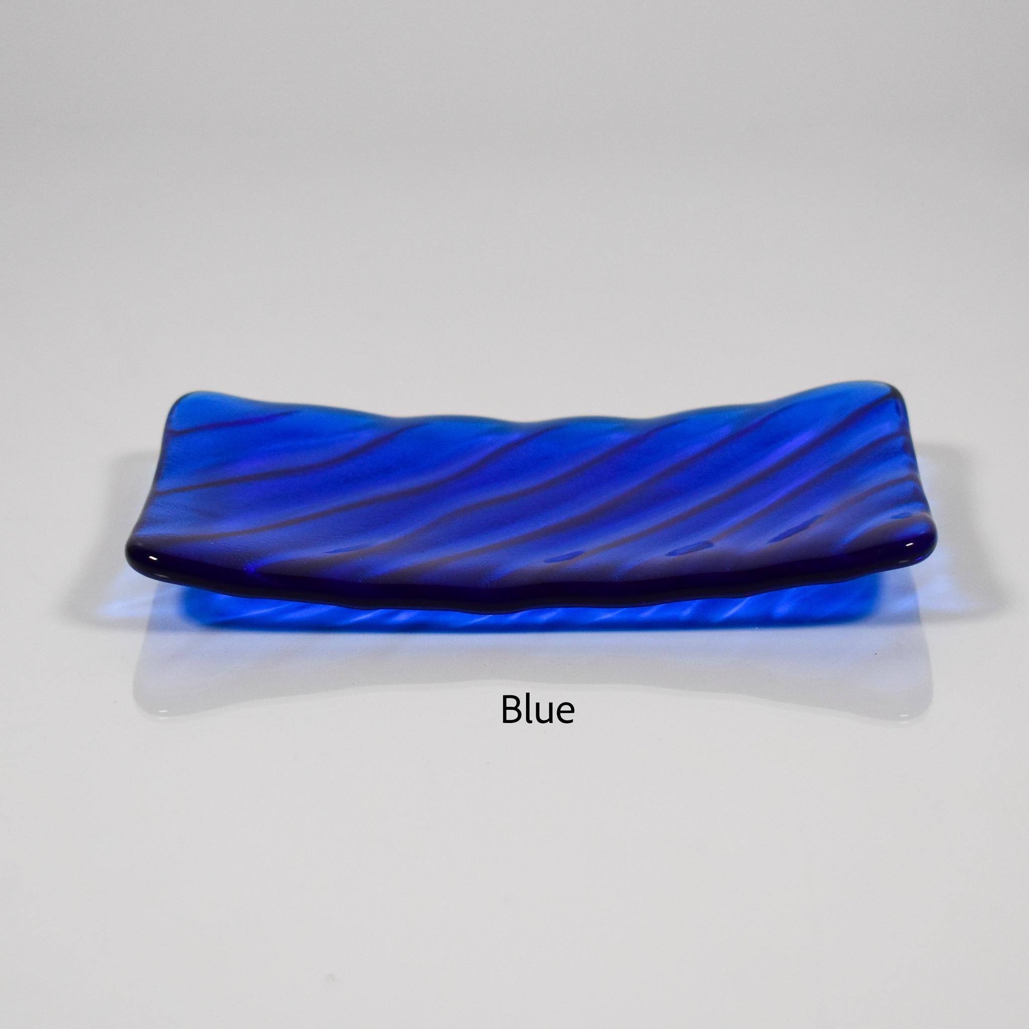 Glass Soap Dish with Wave Design - Various Colors