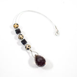 Small Black and Tan Beaded Sun Catcher with Smoky Quartz - Window, Garden, Rear View Mirror Decor