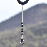 Small Black and Tan Beaded Sun Catcher with Smoky Quartz - Window, Garden, Rear View Mirror Decor