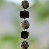 Small Black and Tan Beaded Sun Catcher with Smoky Quartz - Window, Garden, Rear View Mirror Decor