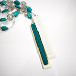 Turquoise Magnesite Stone and Glass Wind Chime with Large Crystals - Bring Sparkle to the Patio or Garden