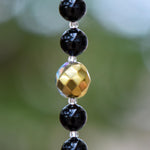 Small Black and Gold Sun Catcher with Tiger Eye Pendant for Window, Garden, Car Decor
