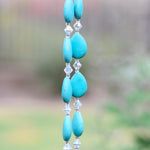Stone and Glass Wind Chime - Turquoise Magnesite and Crystals - Outdoor Patio and Garden Decor - Housewarming Gift