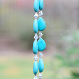 Stone and Glass Wind Chime - Turquoise Magnesite and Crystals - Outdoor Patio and Garden Decor - Housewarming Gift
