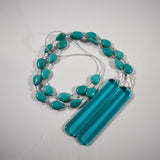 Stone and Glass Wind Chime - Turquoise Magnesite and Crystals - Outdoor Patio and Garden Decor - Housewarming Gift
