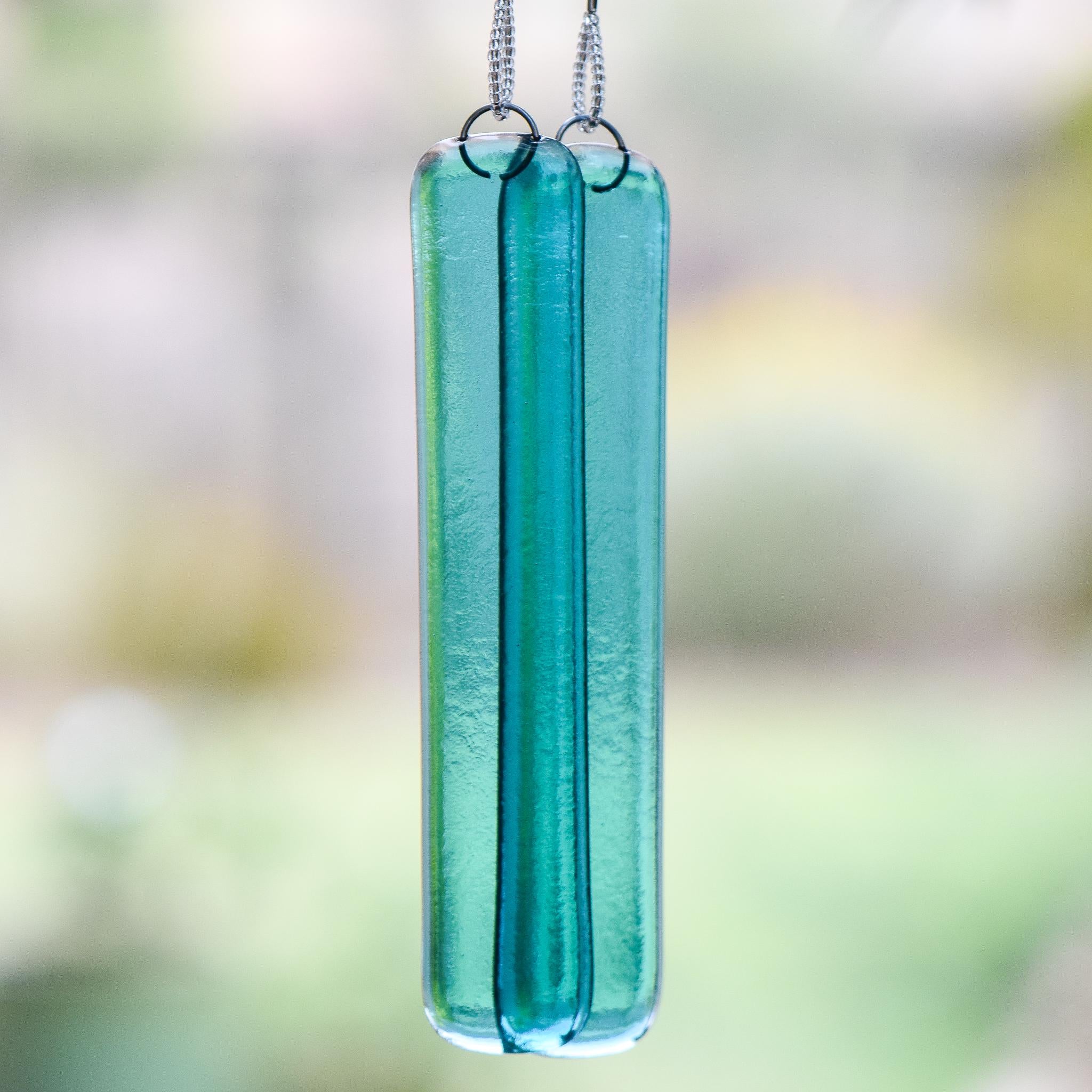 Stone and Glass Wind Chime - Turquoise Magnesite and Crystals - Outdoor Patio and Garden Decor - Housewarming Gift